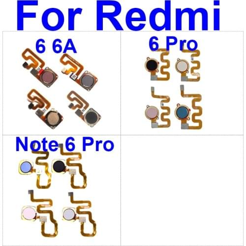 Home Button For Xiaomi Redmi 6 6A Home Button Fingerprint Menu Return Key Recognition Sensor Flex Ribbon Cable Replacement