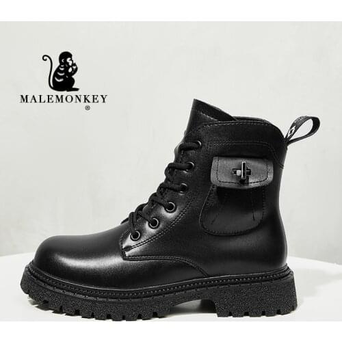 Fashion Women Boots Black Platform Ankle Boots Lace Up Non Slip Motorcycle Boots Female Autumn Winter Shoes Punk Botas Mujer