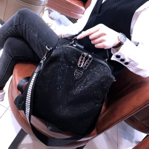 Women Fashion Backpacks Retro Microfiber Leather Sequins Shoulder Bag Girl Personality School Bags Female Leisure Travel Bagpack