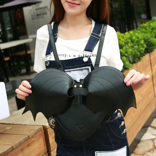 Fashion Black Bat Wings Angel School Backpack For Women Teenage Girls Backpack Ladies Mochila Feminina Backpacks