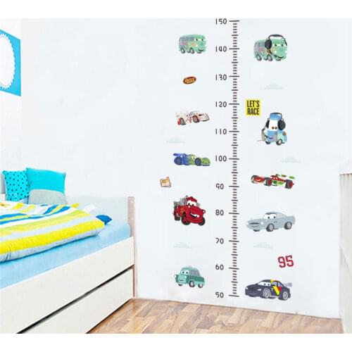 Cartoon Cars 30*90cm Height Measure Wall Decals Kids Rooms Home Decor Disney Growth Chart Wall Stickers Pvc Mural Art