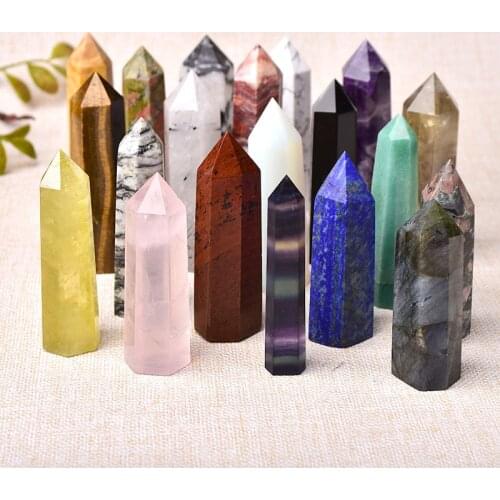 30Colors Natural Stones Crystal Point Wand Amethyst Rose Quartz Healing Stone Energy Ore Mineral Crafts Home Decoration