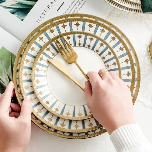 Nordic Ceramic Dinner Plate Western Steak Plate Salad Fruit Cake Dessert Dish Pastry Fruit Tray Party Home Decorative Gift Set