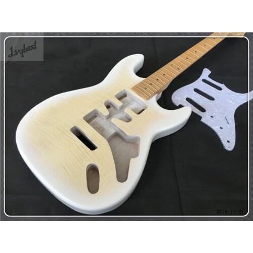 Wholesale lvybest ST kits,half finished,no parts installed.electric guitar see thru white flame top.maple neck and fingerboard