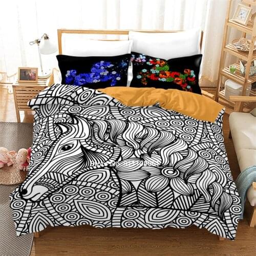 European-american Style Animal Bedding Horse Pattern Down Quilt Cover Pillowcase Adult High Quality Room Decoration 2-3 Pieces