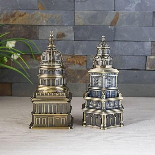 Metal Home Decor Art Craft European Style Castle Building White House Church Shaped Toothpick Holder Vintage Storage Box Gift