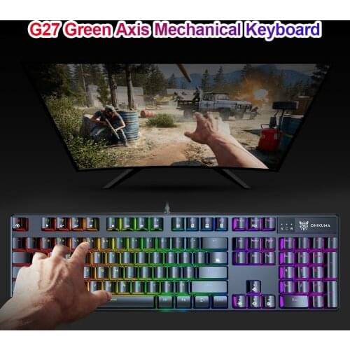ONIKUMA G27 104-Key USB Wired Blue Switch Mechanical Keyboard RGB Luminous Gaming Keyboards Computer Accessories for Home Office