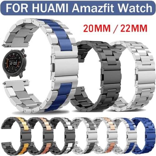 20 22 Stainless Steel Wrist Strap for Huami Amazfit GTR 42mm 47mm Watch Metal Band for Amazfit Watch Bracelet Accessories Bands