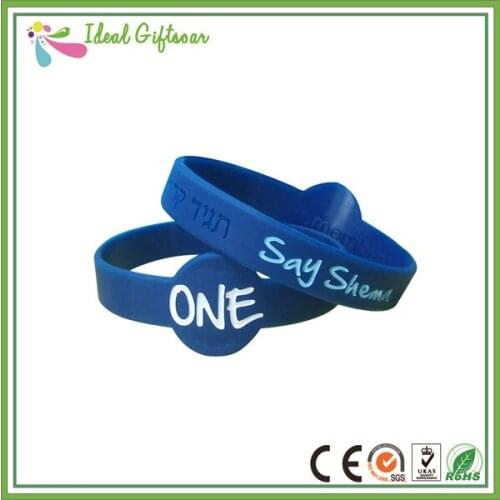 Watch Shape Silicone Wristbands Fashion Debossed Ink Filled Silicone Bracelets