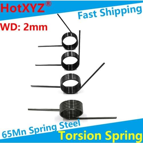 HotXYZ V-Shaped Helical Torsion Spring 65Mn Steel Wire Diameter 2mm Helicaltorsio Ring Angle 60 90 120 180 Degrees 2Pcs