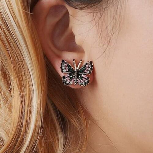Fresh sweet Butterfly Earrings Colorful Rhinestone Designer Luxury Jewelry Female Temperament Earring For Women