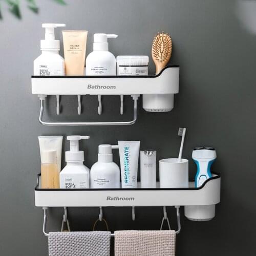 ONEUP New Corner Bathroom Shelf Wall Mounted Shampoo Shower Shelves Holder Storage Rack Organizer Towel Bar Bathroom Accessories