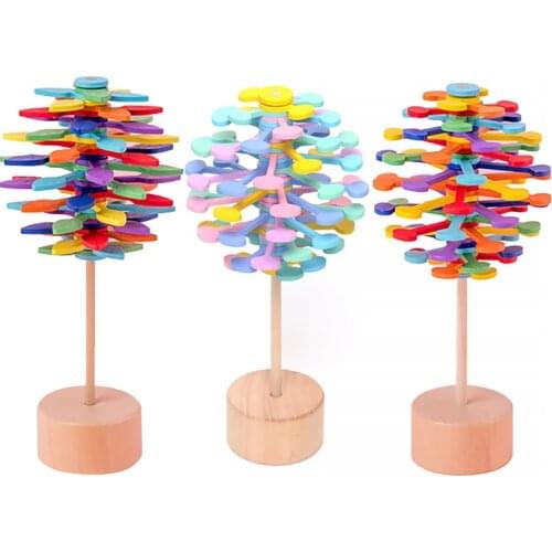 Magic Stress Relief Toy Wood Leaves Spinning Lollipop Rotary Relief Toys For Adults Children Gift For Office Home Decoration Toy