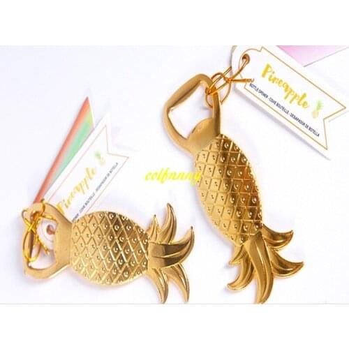 100pcs/lot Fast shipping Wedding Favors Party Favors Gift Gold Pineapple Bottle Opener