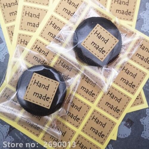 150Pcs/Lot 25x25mm Square HAND MADE Stickers Kraft Label Sticker DIY Handmade Gift Cake Baking Self-adhesive Sealing Sticker