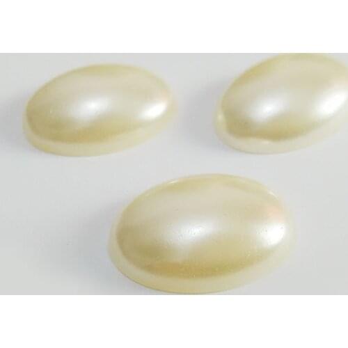 18x25mm beige white Cabochon cameo bezel Flat Back imitation oval Pearl Beads Decals mobile Case shoes bag Glue on hair bow knot