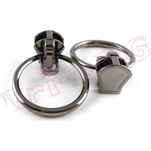 20 pcs/lot, Gun Black Plating 8# Zipper Sliders with Attached Round Pull for Resin Zippers Only