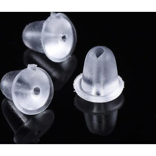 200pcs Clear Soft Plastic Earring Back Stopper Bullet Earnut Findings Jewelry Accessories 4x4mm Hole: 1mm