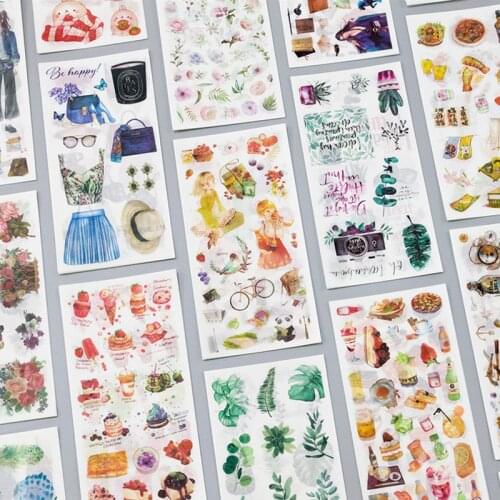 3 Sheets Cute Food Plant Washi Sticker Diy Decoration Diary Scrapbooking Planner Bullet Journal Label Stickers Aesthetic Craft