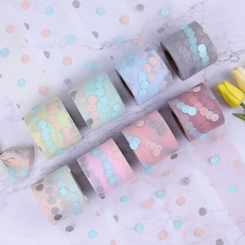 6cm/8cm/10cm/12cm gauze ribbon 25 yards colorful polka dot DIY handmade material children headdress hair bow accessories