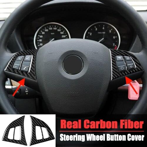 Car Interior Accessories Carbon Fiber Steering wheel buttons frame Cover stickers For BMW X5 E70 2010-2013 Car Styling