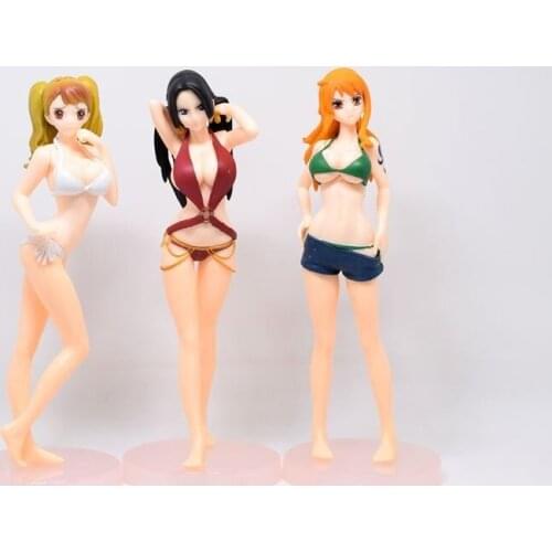Anime O.n.e.P.i.e.c.e Nami Charlotte Pudding Female Emperor Boa Hancock Summer Swimsuit Standing Sexy Girl Boxed Figure 18cm