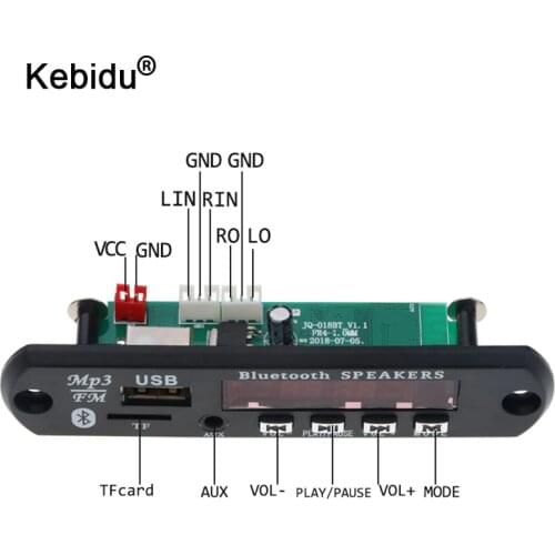 Kebidu Car USB Bluetooth Audio Module 5V 12V Wireless Bluetooth 4.1 MP3 WMA MP3 Decoder Board Wireless USB FM Aux Radio