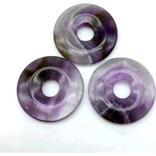 Hot 9 Colors Natural Stone Donut Beads Pendant Jewelry 40 mm Round Donut Unakite Opal hematite Howlite etc