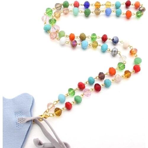 K3NF Face Mask Holder Lanyard Multicolor Faux Crystal Chain Eyeglass Strap Hanger