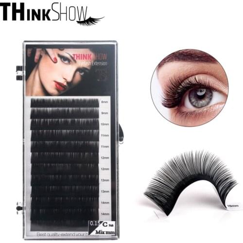 THINK SHOW Eyelashes Extension 12Lines/Tray B C D Curl 8-15mm Makeup Tools Individual Volume Lashes Korea Mink Eye Lash