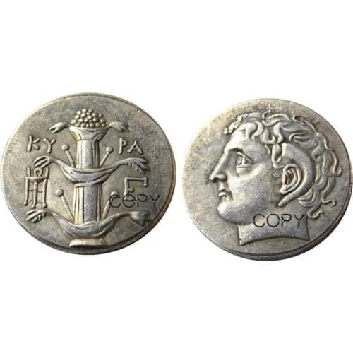 G(34) Rare Ancient Greek Silver Didrachm Coin from Kyrene - 308 BC Copy Coins