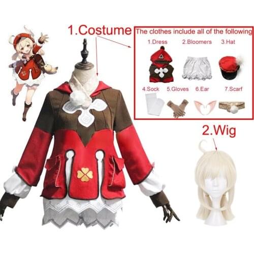 Genshin Impact klee Loli Cosplay Costume Anime Halloween Carnival Clothes Including Gloves Socks Hat Ears