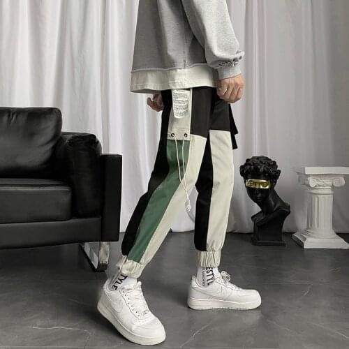 Hip Hop Man Fashion Patchwork Casual Pants 2020 Autumn Streetwear Sports Trousers Hip Hop Korean Style New Clothing Bottoms