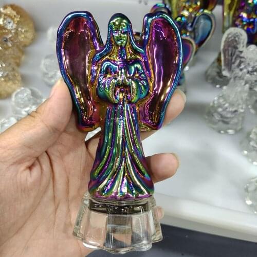 "Guardian Angel Statue Healing Crystal Colorful Gem Statue Home Stone Decoration Study Craft Gift Decoration Room Decoration