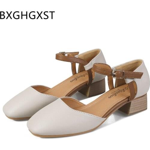 Leather Mary Jane Shoes block heel shoes summer sandals low heel shoes fashion 2020 ladies high heels sexy tenis feminino casual