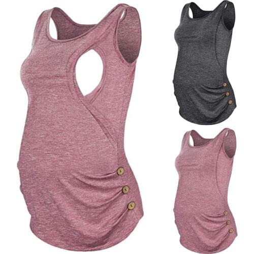 Summer Top For Pregnant Women Fashion Maternity Clothes For Breastfeeding Sleeveless Vest Tops T-shirt Debardeur Grossesse