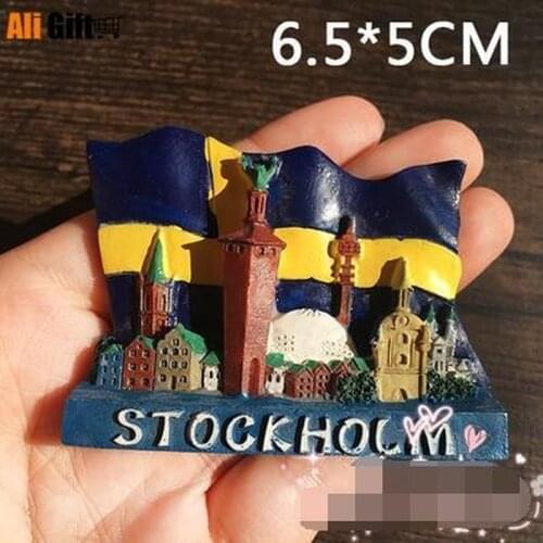 Hot Selling Newest Magnetic Time European Tourism Commemorating Sweden Stockholm Wooden Horse Refrigerator Stick Magnetic Paste