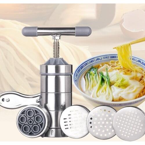 Pasta Machine Noodles Maker Stainless Steel Pasta Machine With Molds Hand Pressure Handmade Spaghetti Machines Kitchen Tool 1set