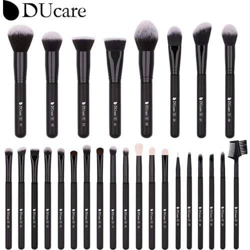 DUcare 27pcs Makeup Brush Set Professional Cosmetics Blushes Foundation Eyeshadow Eyelash Beauty Make Up Tool with Makeup Bag
