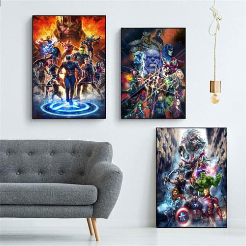 The Avengers Abstract Style Moive Frameless Poster Wall Art Home Canvas Painting for Cuadros Living Room Marvel Decor Gift