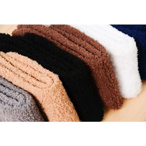 New Hot Sale Winter Warm Solid Color Men Warm Thicken Coral Fleece Socks Fluffy Sleep Bed Socks