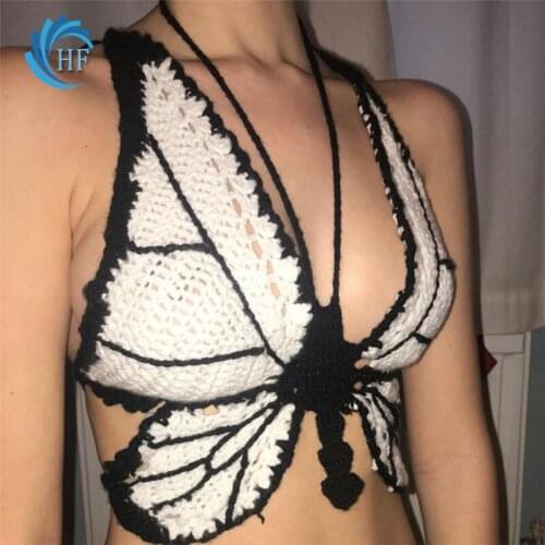 New Vest Women Shirts Blouse Ultra-short Top T-shirt Strapless Halter Straps Sexy Backless Slim All-match Knitted Hollow Vest