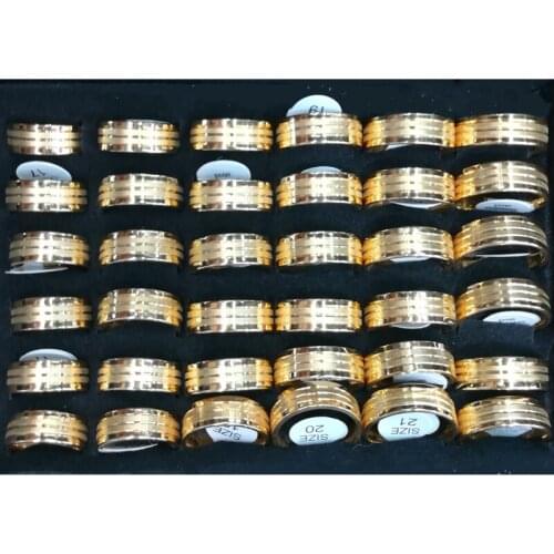 New Raised Gold Color Stainless Steel Rings For Stylish Man 36pcs/lot