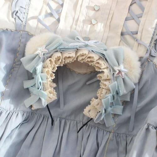 Original Handmade Hair Accessories Lolita KC Gorgeous Sweet Cute Plush Bear Hair Clasp Lace Trim Bowknot Ornaments Headband