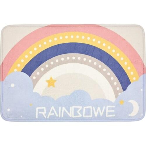 Creative Cartoon Rainbow Nordic Mat Non-Slip Absorbent Furry Rug Restroom Bathroom Mat Entrance Fluffy Rugs Polyester Materia