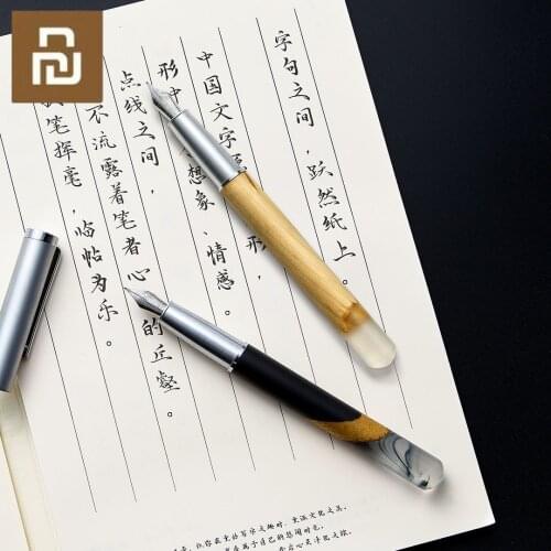 Original National Tide New Chinese Design Log And Resin Landscape Fountain Pen 0.6mm Fine Nib Smooth Writing Oriental Aesthetics