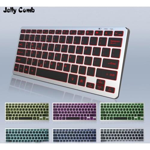 Jelly Comb Rechargeable Bluetooth-compati Keyboard for iPad Laptop Tablet TV RGB Backlit Wireless Keyboard Slient Click Office