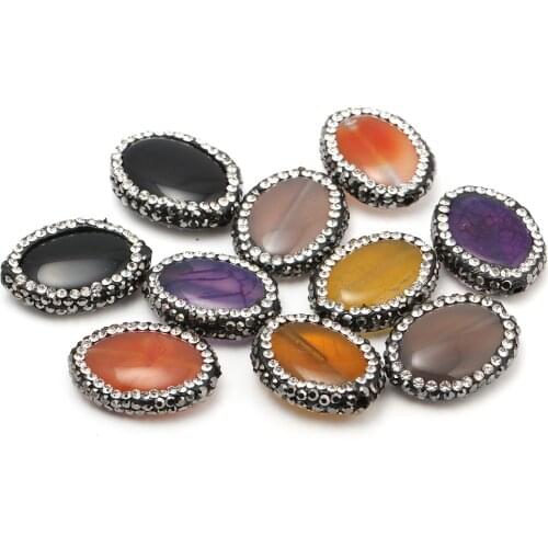 Natural Stone Agates Pendants with Crystal Necklace Pendant for Jewelry Making Diy necklace accessories Sizes 18x20mm