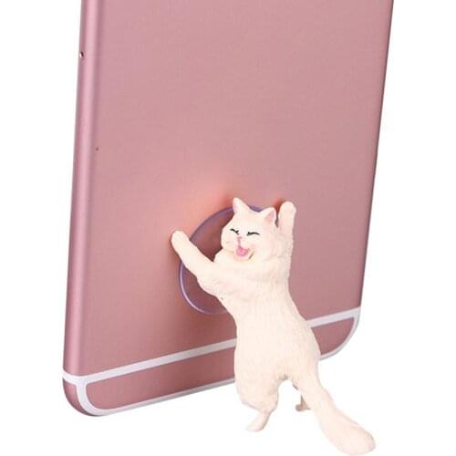 Portable Cat Shape Mobile Phone Holder Suction Mount Stand Desktop Decor Gift