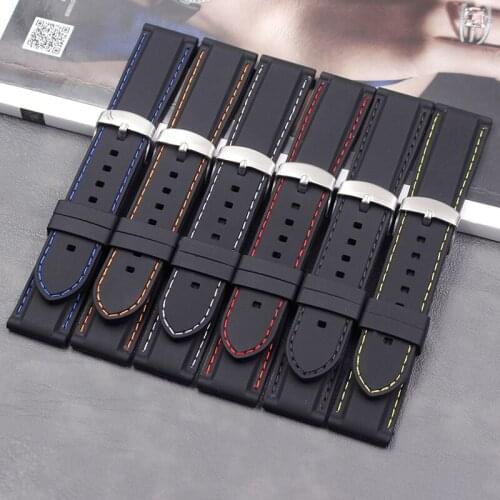 Silicone strap mens and womens 24mm outdoor sports diving natural rubber strap accessories pin buckle